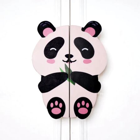 Handcrafted Acacia Wood Panda Cupboard Handles Set